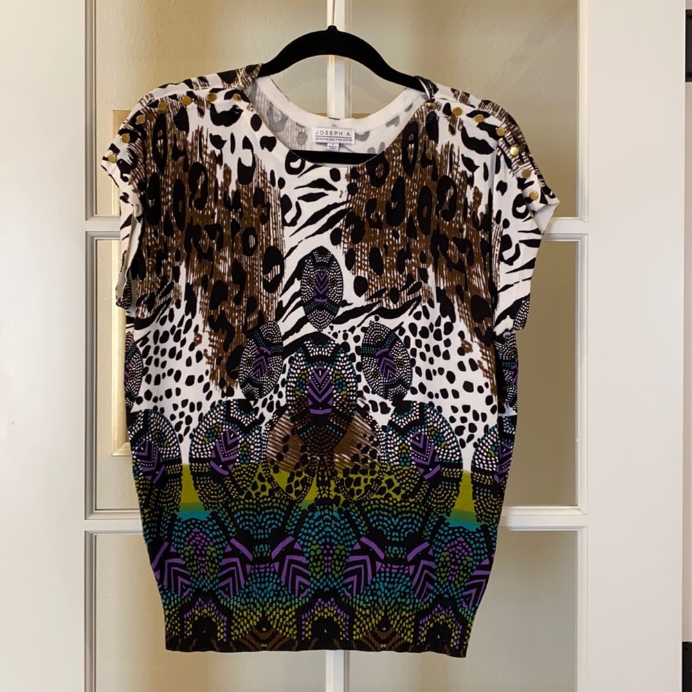 Joseph A animal print safari sweater shirt S